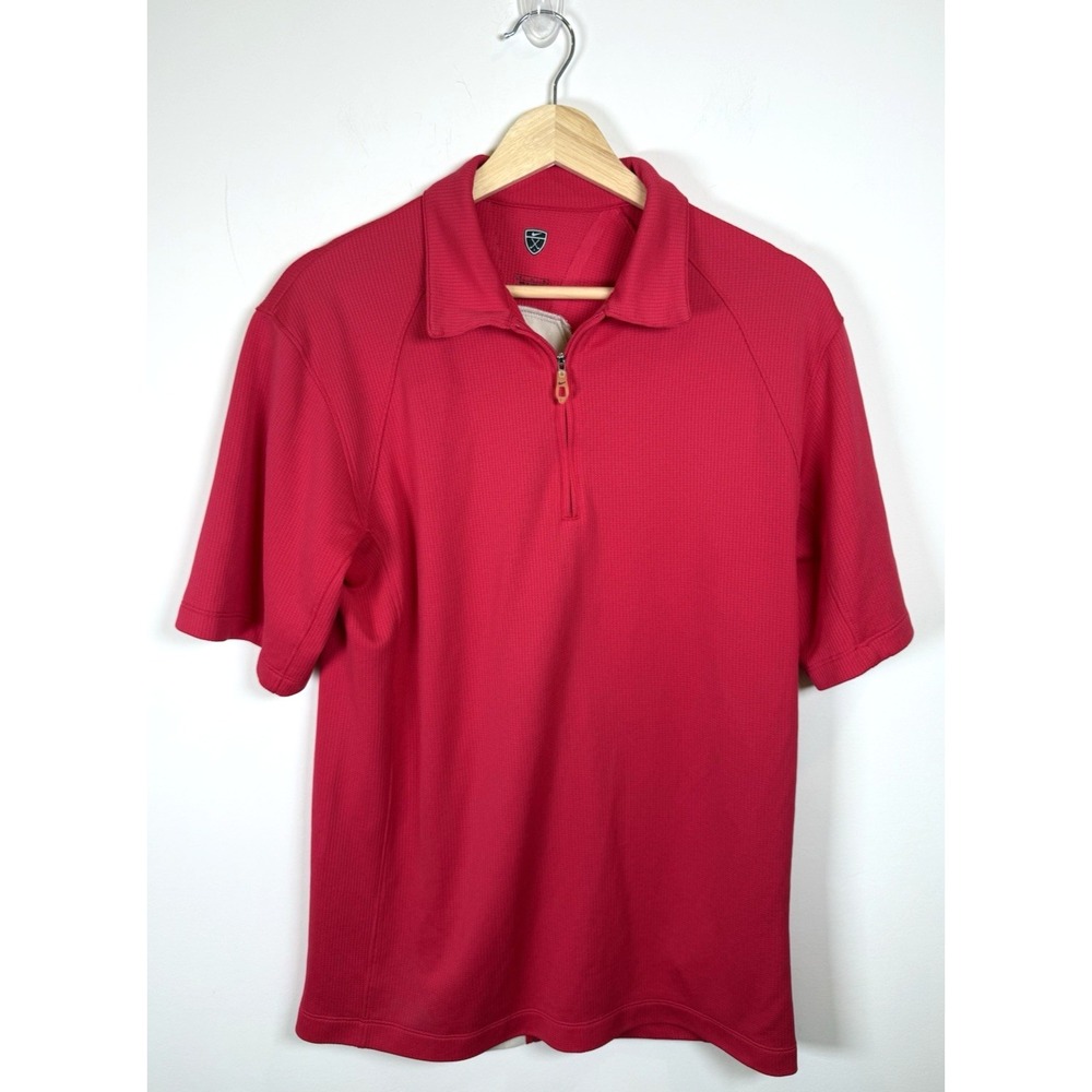Nike Golf  1/4 Zip Performance Polo Mens Medium Red Vented Collar‎ Fitted Sporty